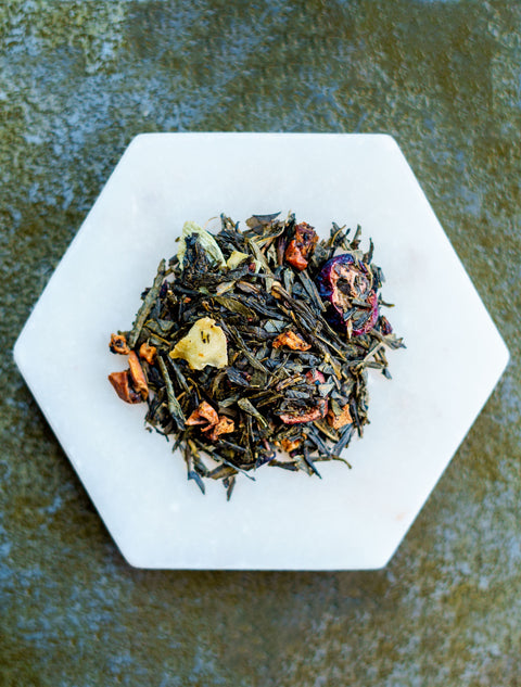 Sencha Sweet Raspberry speciality tea herbs.