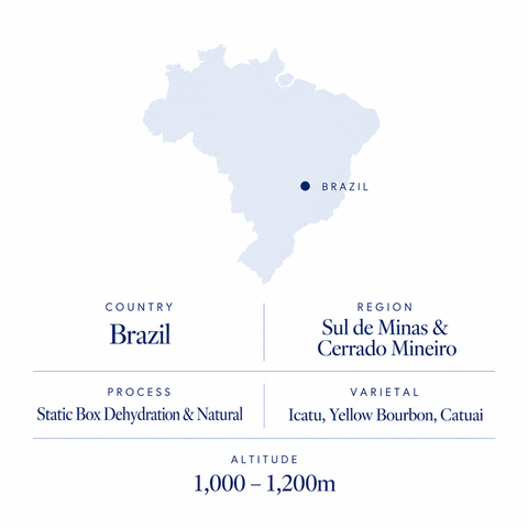 Guillam Brazil speciality coffee origin: Sul de Minas and Cerrado Mineiro, Brazil, natural, 1,000 to 1,200m