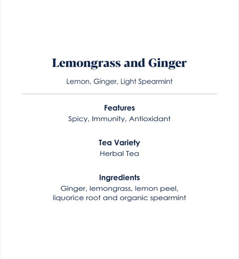 Lemongrass and ginger feature spicy, immunity and antioxidant