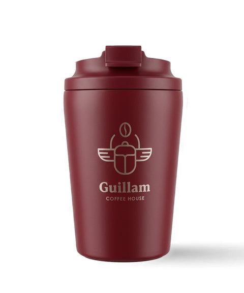 Guillam reusable travel mug in maroon